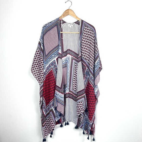 Pinky Boho Open Front Patchwork Tassel Festival Kimono - Picture 2 of 16